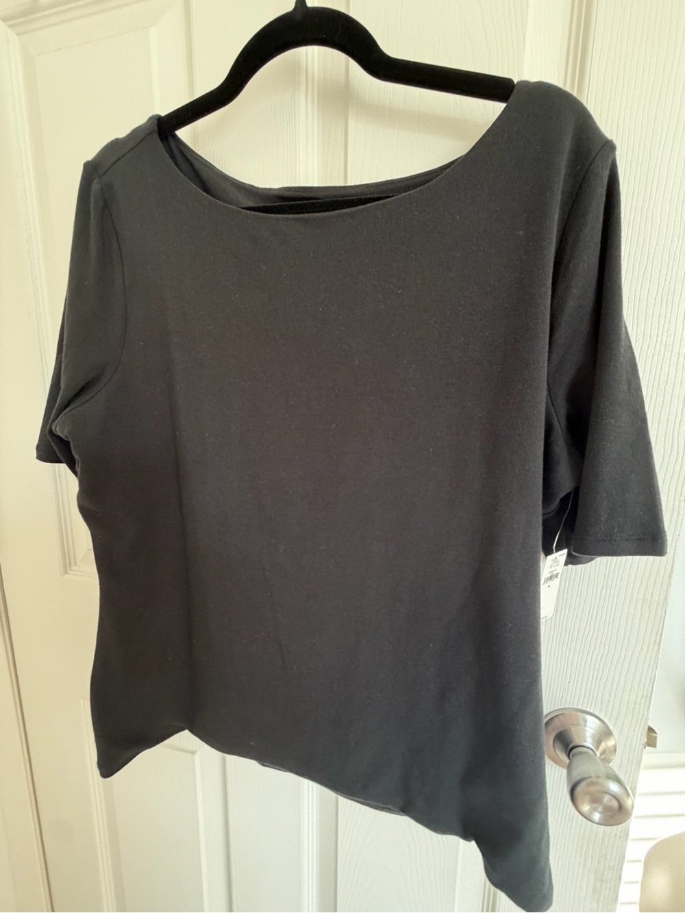 Banana Republic Black Short-Sleeve Boatneck Top